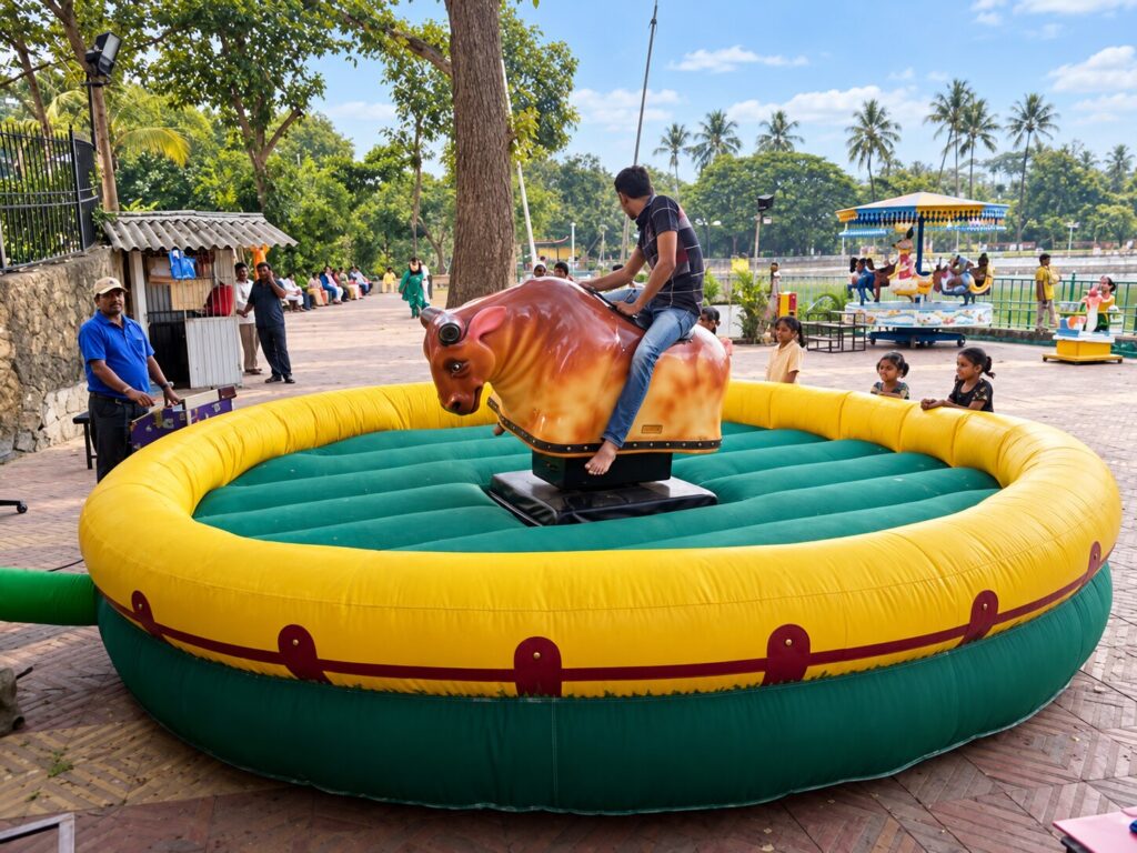 Bull ride at an amusement park